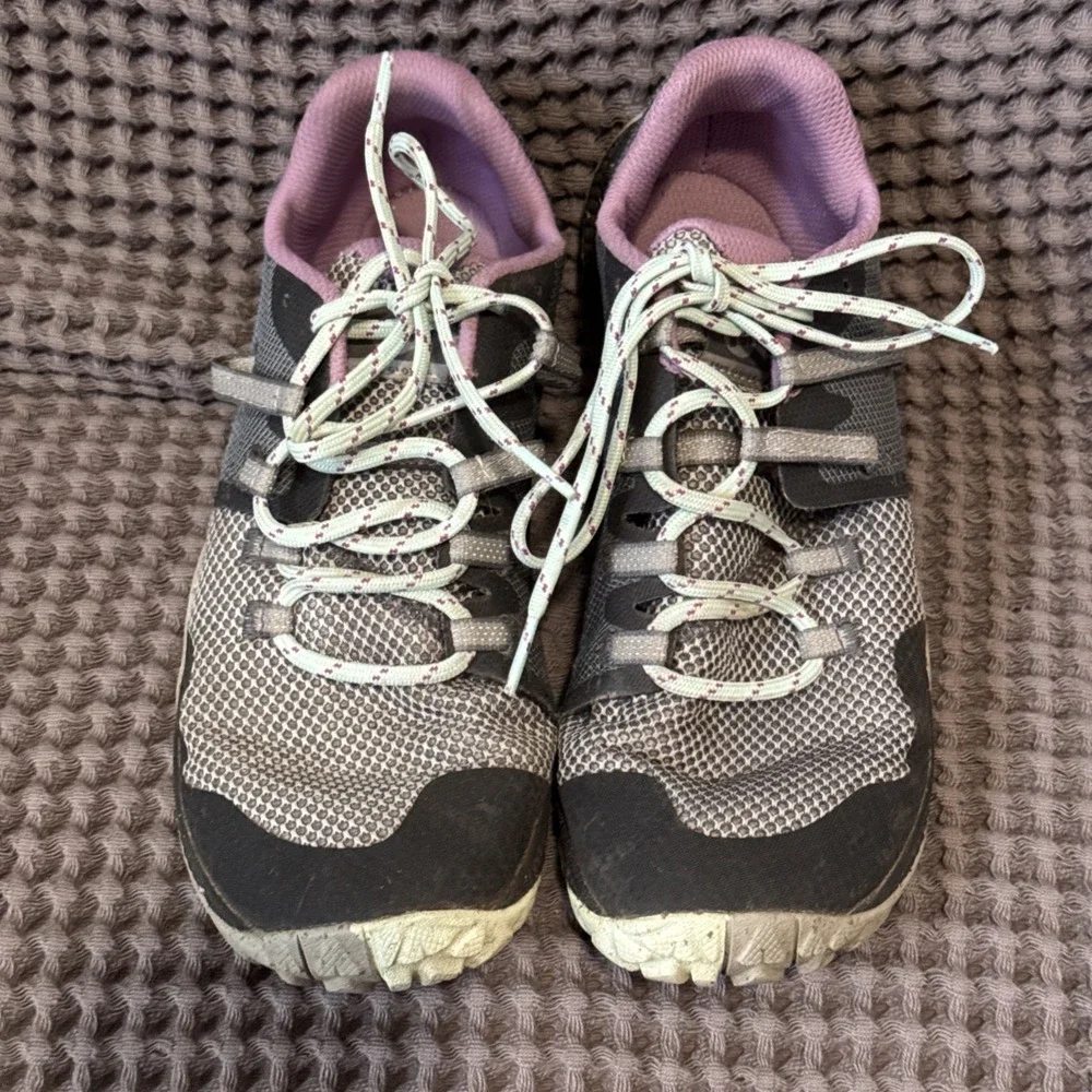 Merrell Trail Glove 6 women's barefoot trail running shoes Grey & Purple 9